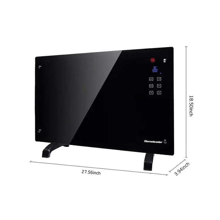 2022 Newly Design Electric Wall Infrared Panel Heater Convector Radiator with WIFI Ce Erp Approved Glass Mounted Aluminum Black