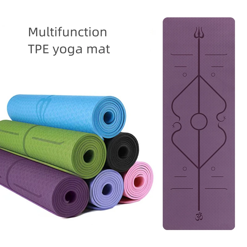 Multifunctional fitness exercise yoga mat Multi-color position line 80cm tpe eco friendly yoga mat
