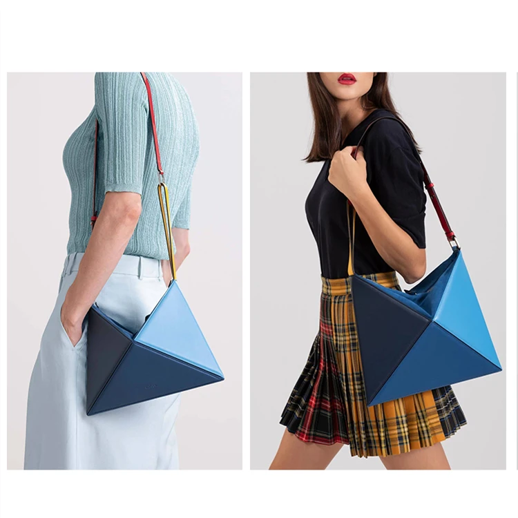 Многофункциональная складально-мерильная треугольник сочетающихся цветов сумки через плечо женская сумка