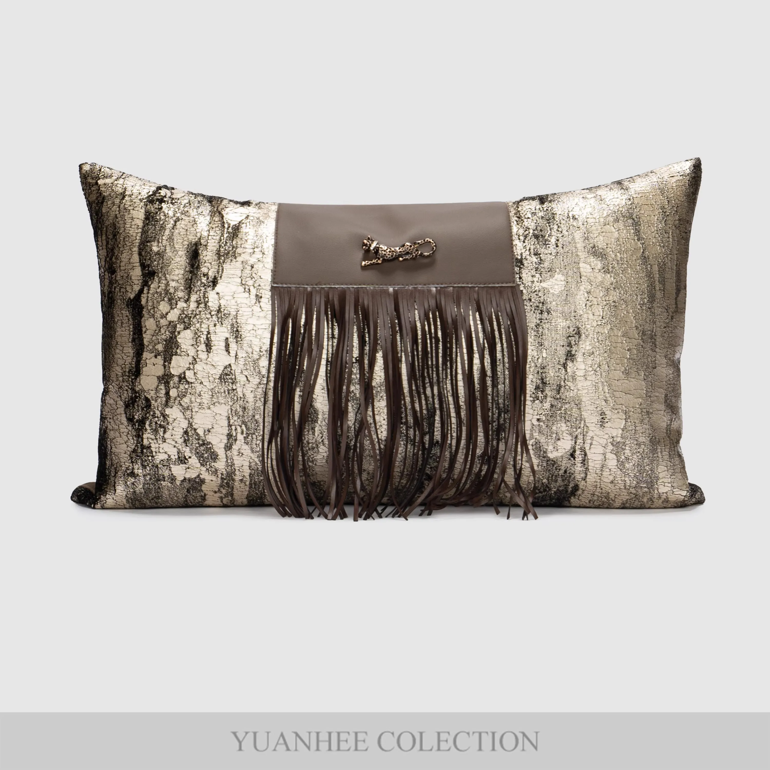 Yuanhee home decoration fringe metal buckle pillow cushion for high-end hotel living room sofa pillow cushion cover