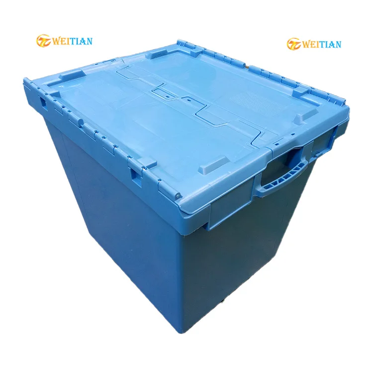 Customization plastic crate wholesale moving box Attached lid Container Stacking and Nesting crates manufactures