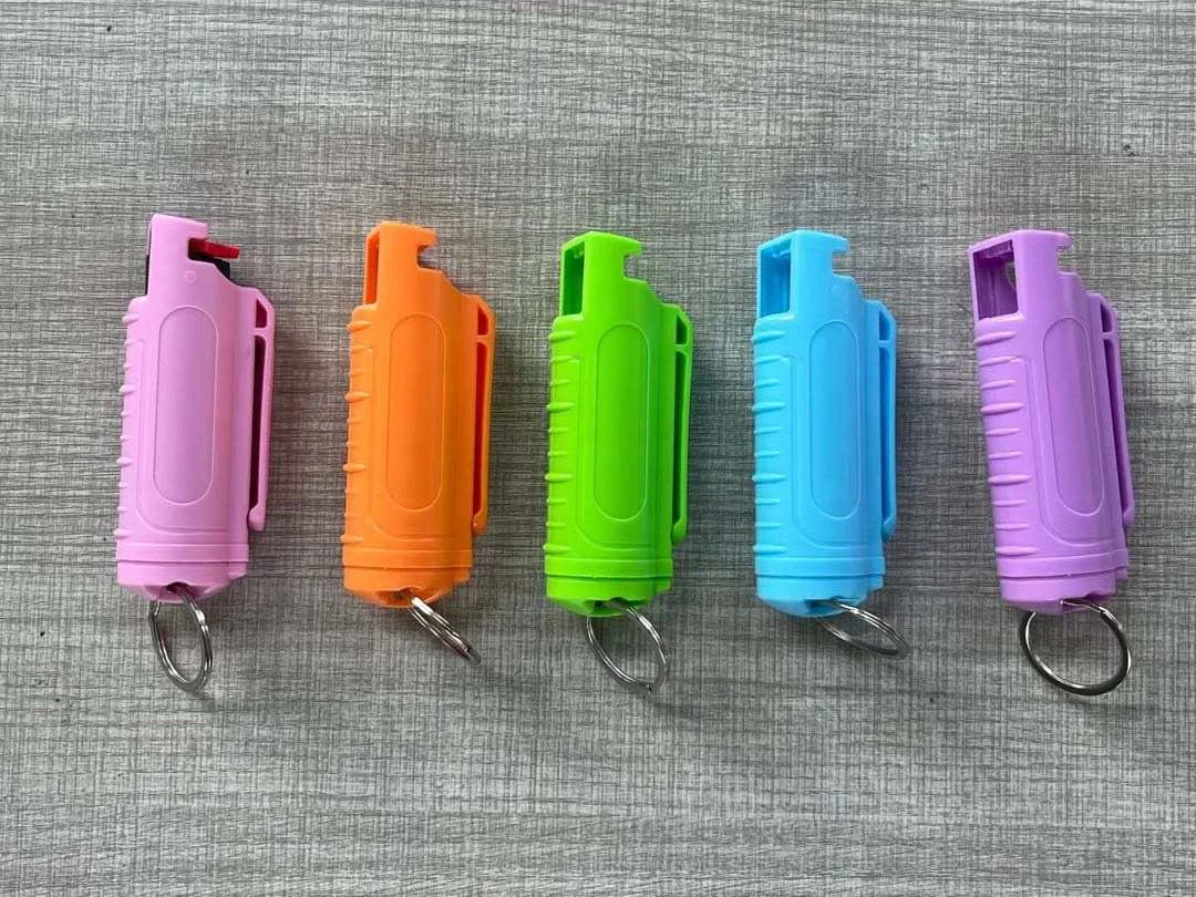 Wholesale Personal Protection Self Defense Alarm Keychain Supplies Plastic Spray Bottle Shell Women Self Defense Keychain