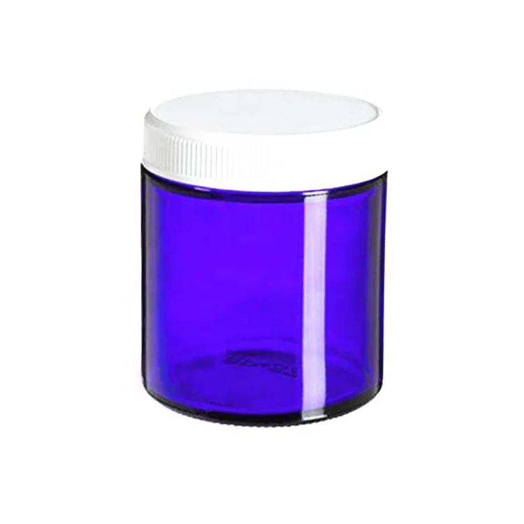 4 oz Purple Empty Straight Side Cream Glass Jar For Cosmetic Packaging With Plastic Lid