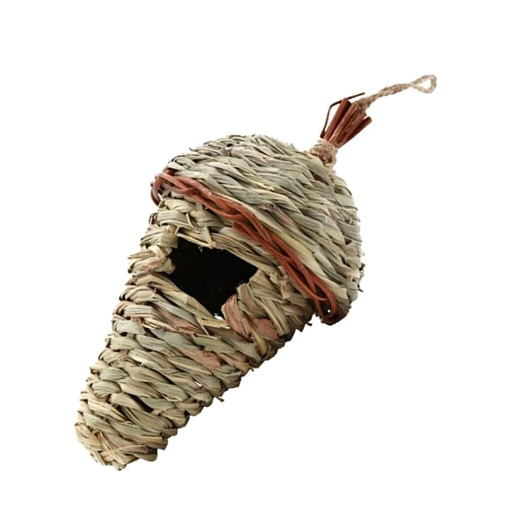 WILDMX Handwoven Natural Grass Hanging Hummingbird Nest Bird House,Outdoor Bird Box,Bird Case Attracts Many Little Birds