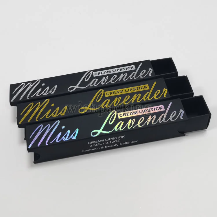 Holographic foil paper cardboard easy assembling mixed color cream gloss lipstick tube package box