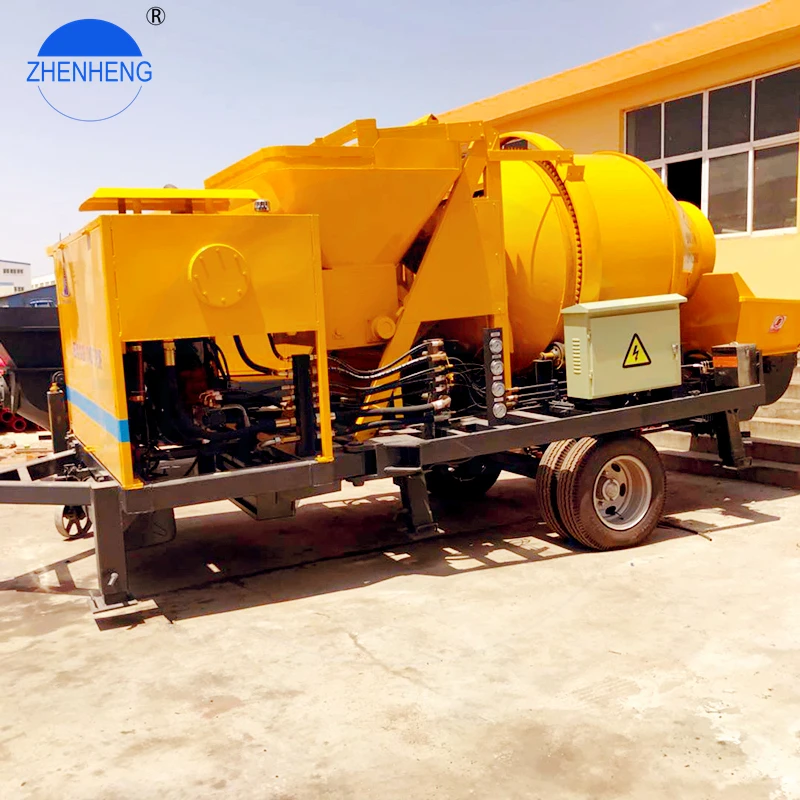 Trailer Mounted Diesel Engine Mobile Concrete Pump Construction Machinery Concrete Mixer Pump