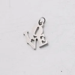 Factory Cheap Wholesale Hollow LOVE MirrorPolished Small Pendant Charm For Lovers DIY Handmade Stainless Steel Necklace Jewelry