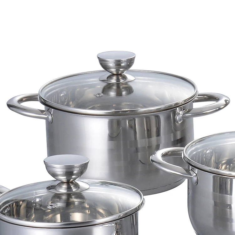 Home Cooking Stainless Steel Pan And Pots Non Stick Cookware Sets With Glass Lid