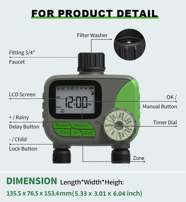 Outdoor Digital Automatic Electric Flower Water Tap Timer with Plastic Home Irrigation Device for Garden Use