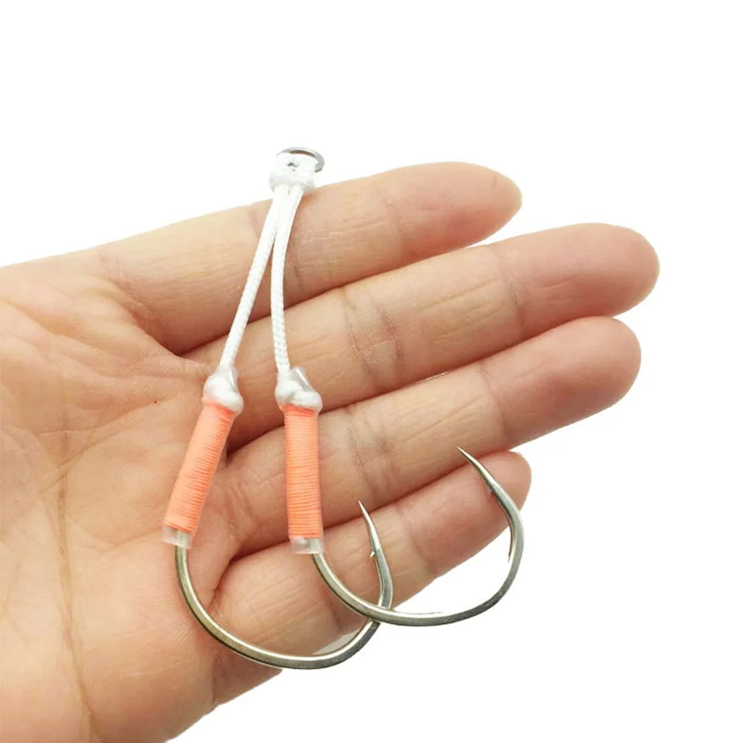 Colourful Jigging Hooks Fishing Double Hook fishhooks  Black High Carbon Fishing Hook