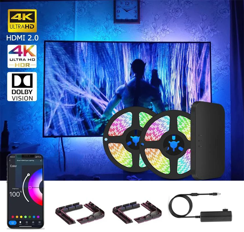 Смарт-светодиодная подсветка для телевизора 4K HDMI блок синхронизации светодиодная лампа монитора комплект задних фонарей