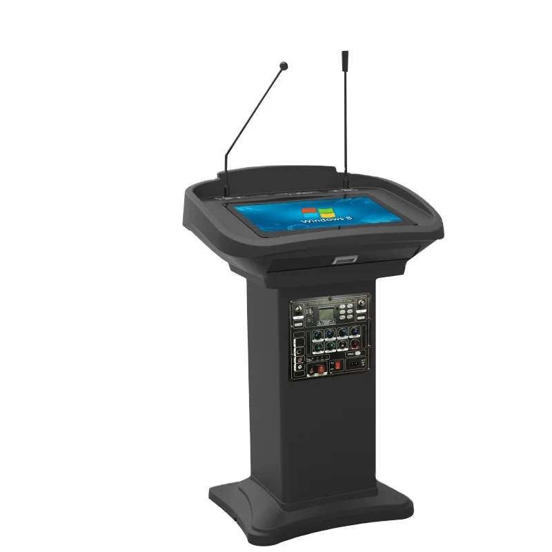Podium with Speaker Amplifier Wireless Microphone Touch AIO PC Smart Podium