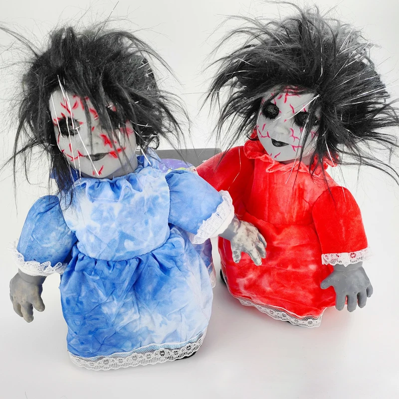 Amazon hot sell Custom ghost dolls for Halloween decoration electric plush toy  with moving and singing dolls for kids