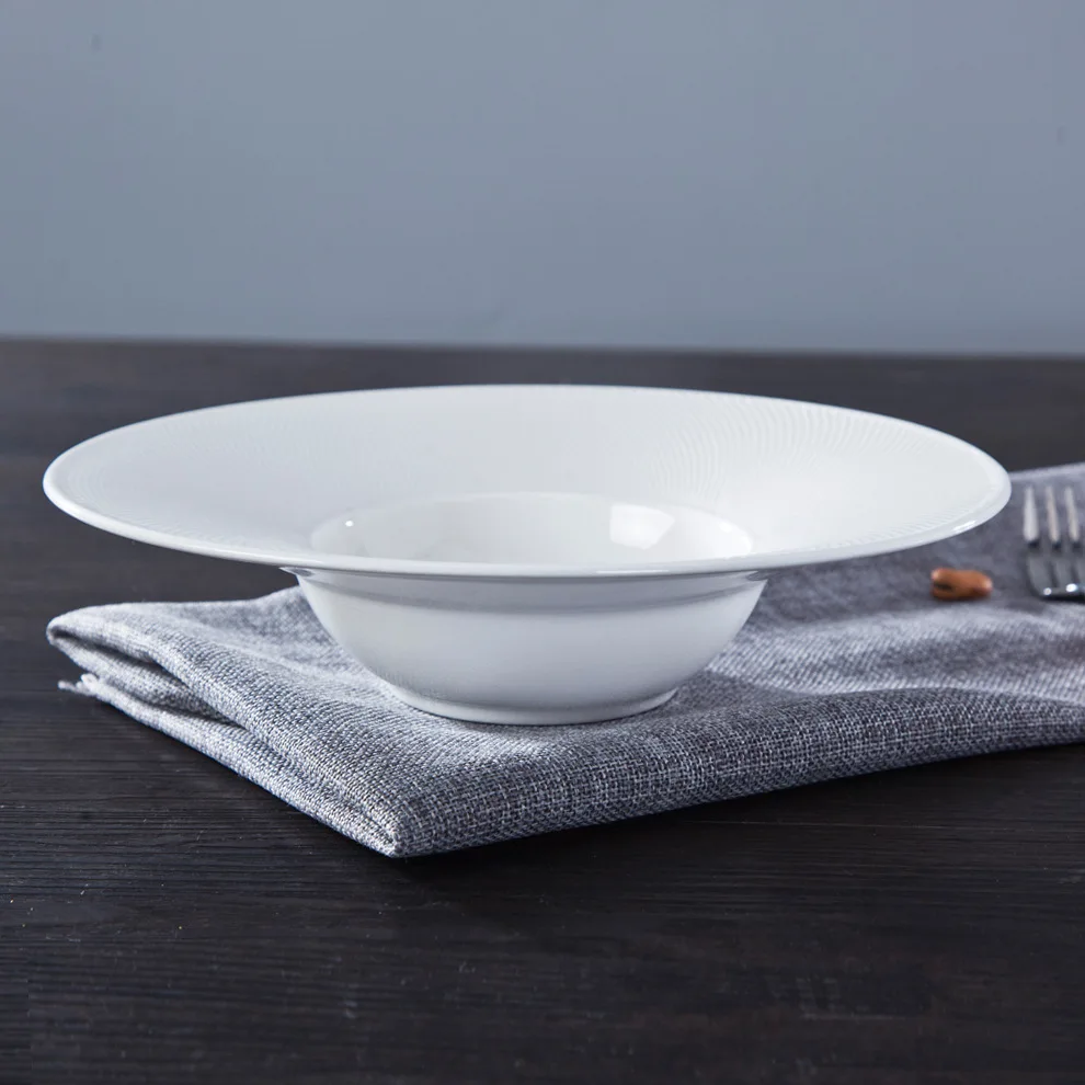 Chinaware блюдо Vajilla Platos Франция ресторанные блюда и тарелки итальянская фарфоровая керамическая чаша для пасты с тиснением широким ободком