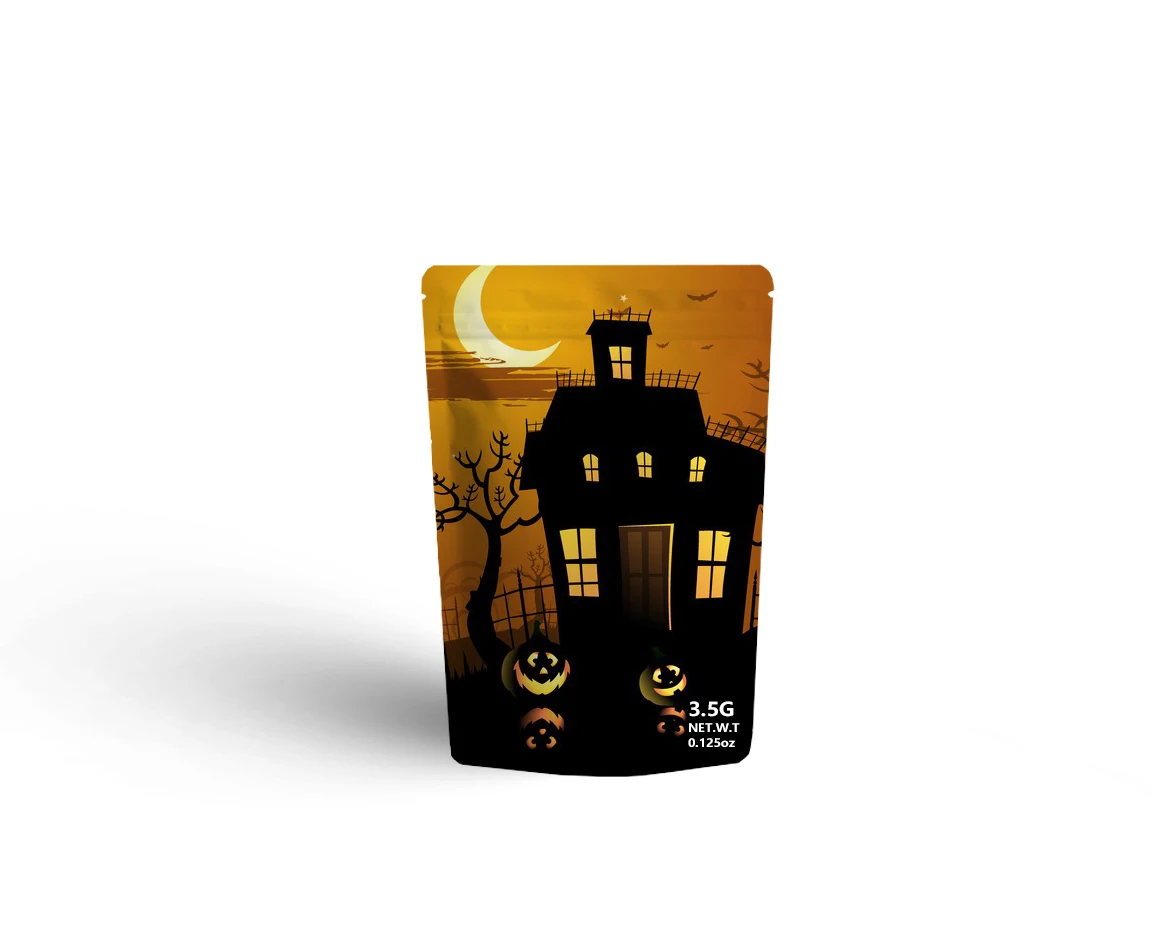 Wholesale Halloween Cartoon Sweet Candy Bags All Saints Halloween Pumpkin Plastic Zip Lock Custom Composite Bag For Food