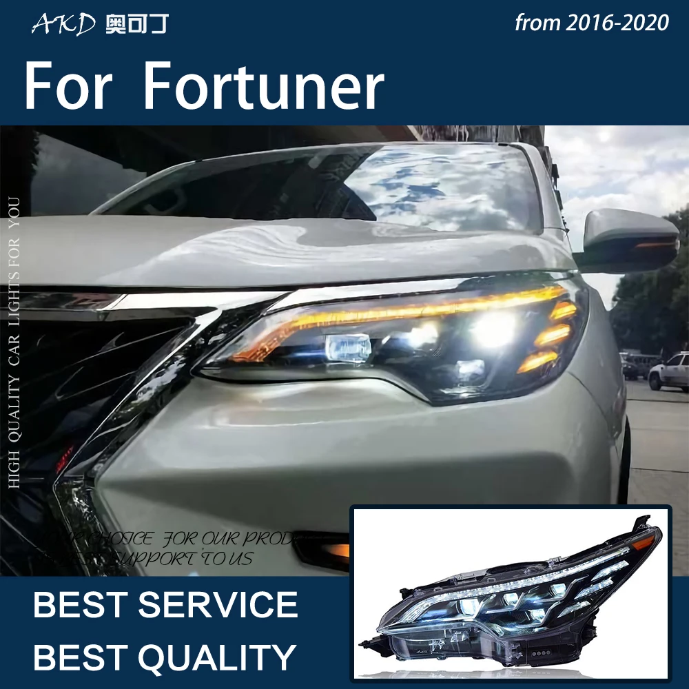 Car Lights For Fortuner 2016-2020 LED Headlight Modification Upgrade Lexus Design Projector 4 Lens DRL Dynamic Turn Signal Lamp