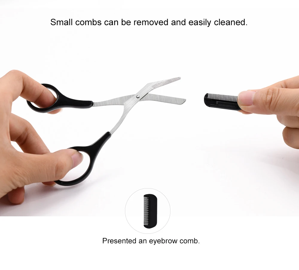 2024 New YD High Quality Black Beauty Trimmer Eyebrow Scissors with Comb for Personal Care Wholesale Makeup Scissors