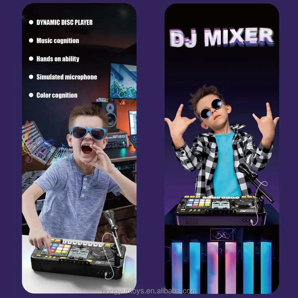 Kids STAR DJ Mixer with USB Microphone Musical Instrument bluetooth Connectable  DJ Music Table DJ Controller Music Toys
