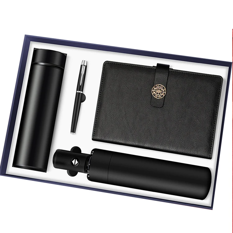 low MOQ Executive Business Corporate Gift Set Vacuum Cup USB Flash Drive A5 Notebook business gifts set