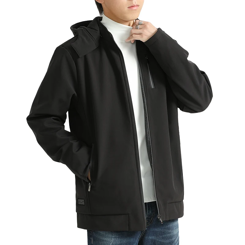 Зимняя теплая куртка, умная куртка с контролем температуры, Теплая мужская куртка с зарядкой и подогревом, с длинными рукавами