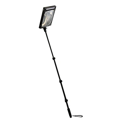 Light weight vehicle undercarriage magnifying inspection mirror with LED