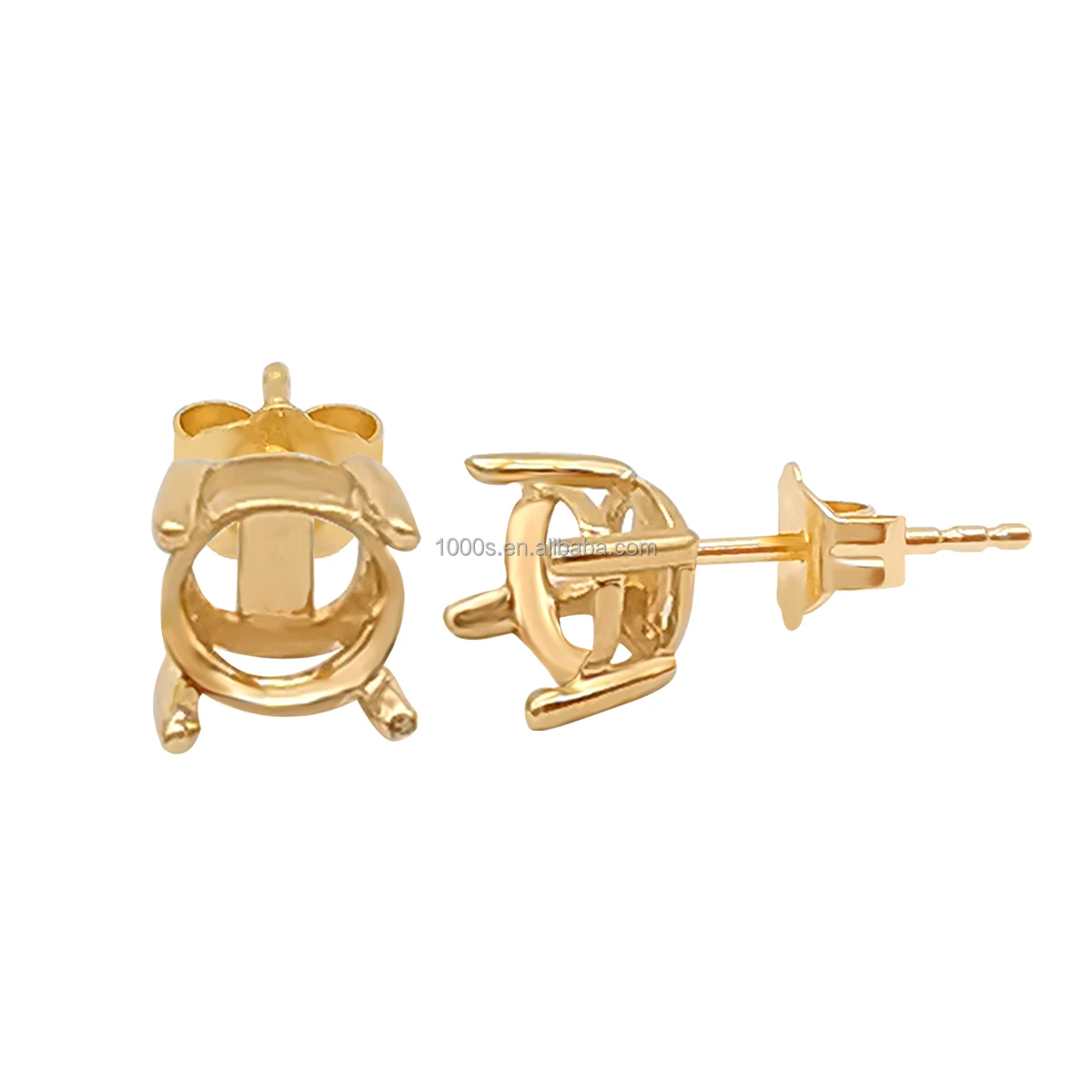 Wholesale 14K Solid Gold DIY Earrings Mounting Earring Findings Jewelry with Natural Gemstone Studs Earrings for Stylish Jewelry