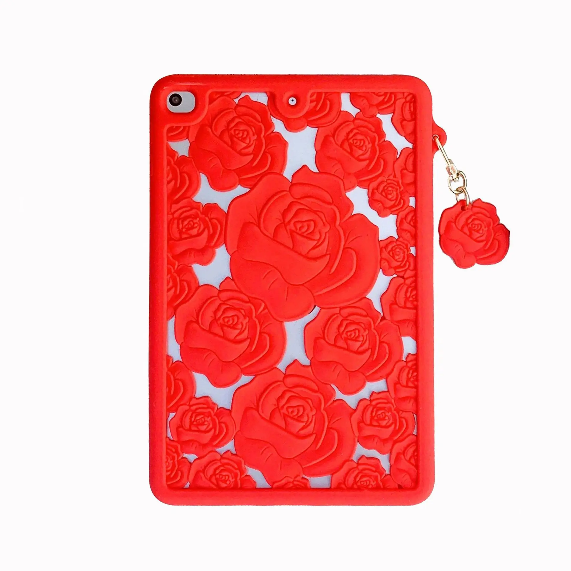 New Silicone Flower Case For iPad Pro 112018 Tablet Cover Red For iPad 9.7/10.95/10.9 For iPad 7th Gen Case