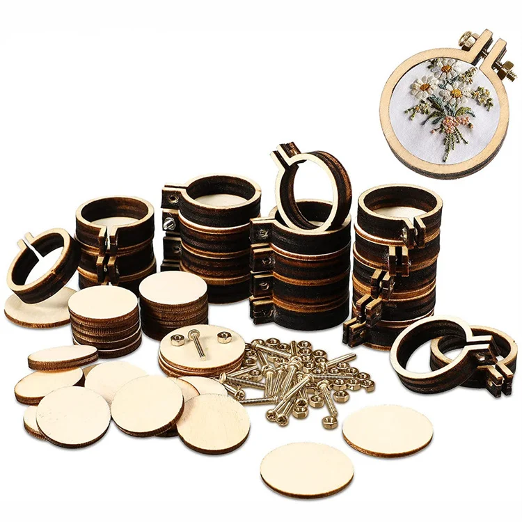 Hot Sale Mini Embroidery Hoop Ring Wooden Round Cross Stitch Hoop Small Wood Frame Circle for DIY Pendant Embroidery Craft