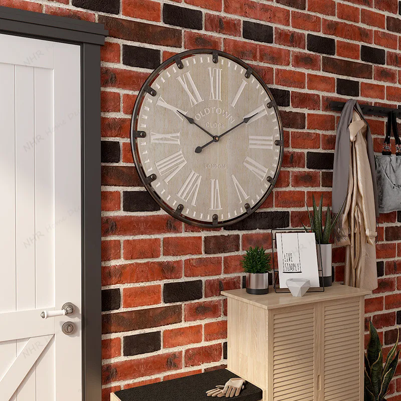 Wooden Silent Living Room Dining Room Wooden House Decoration Battery opened Wall Clock Non Ticking Clocks for Farmhouse