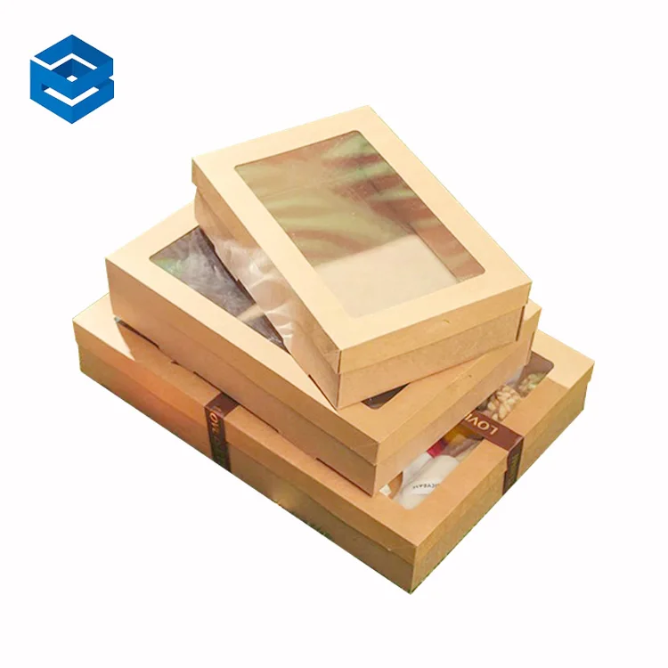 Custom cardboard Take away food paper box with clear window Cupcake cake folding box for packaging