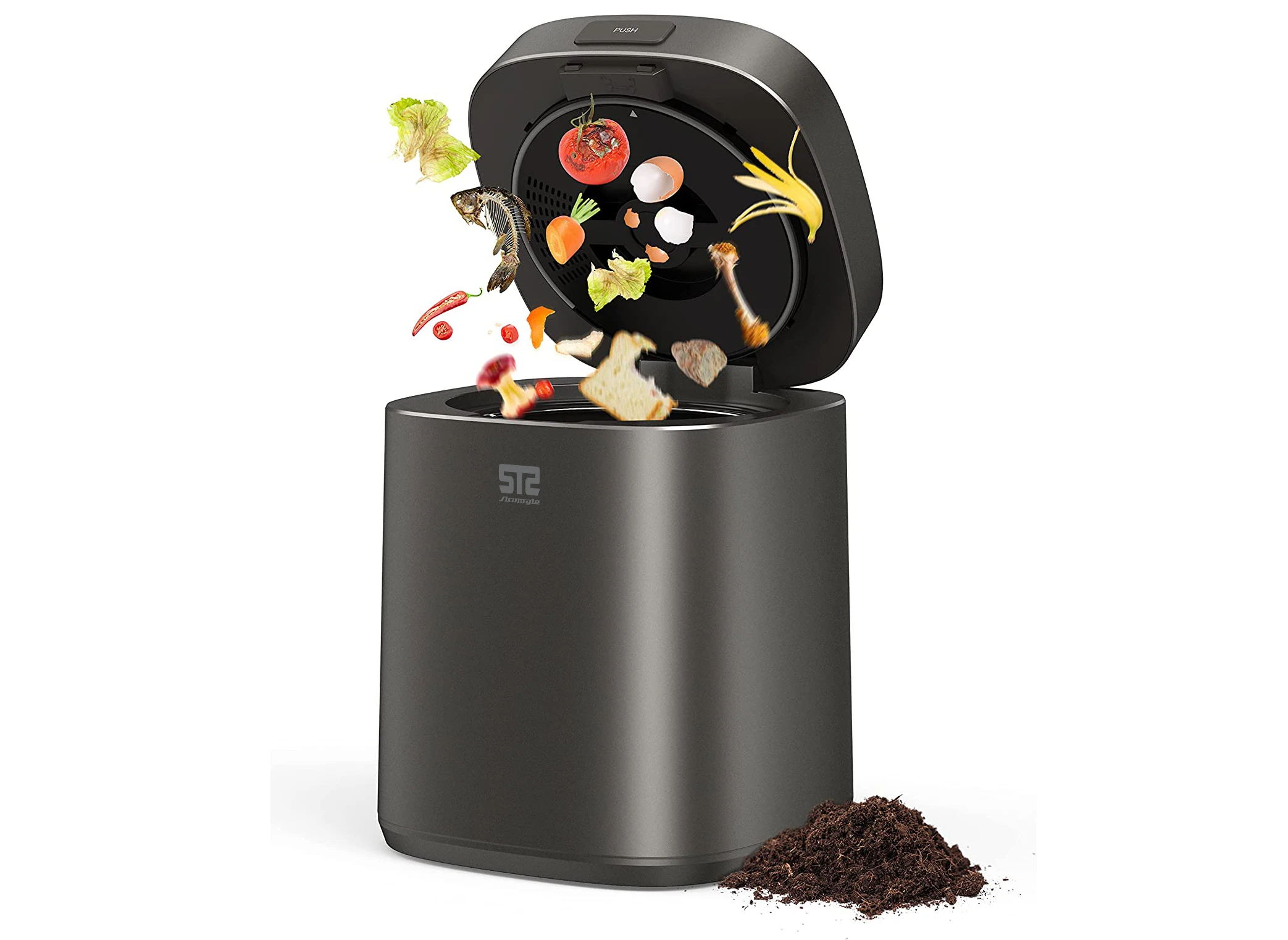 Electric Stainless Steel Kitchen Compost Bin Air Switch Automatic Waste Disposal Equipment Dishwasher Connectable Household