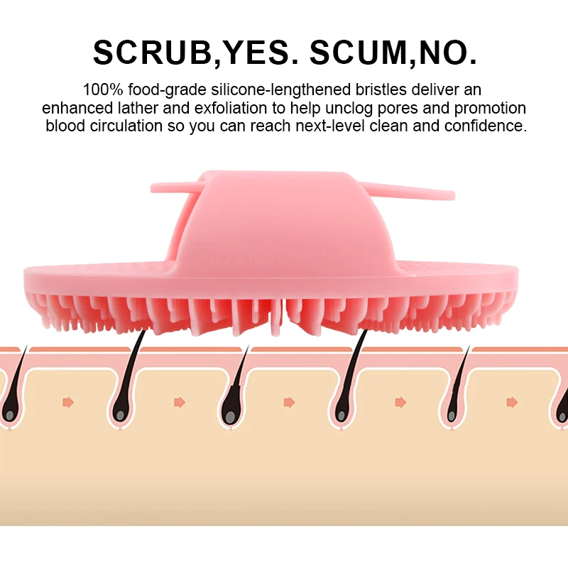 Eco Friendly Antimicrobial Silicone Body Scrubber Soft Shower Cleansing Brush All Kinds of Skin Gentle Exfoliating Scrub for Men