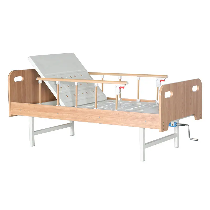 Wooden Manual Home-care Bed Hospital Nursing Bed For Elderly With Two Functions For Medical Equipment