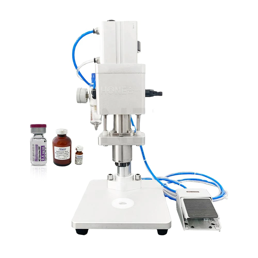 Hone Pneumatic Oral Liquid Penicilin Antibiotic Injectable Bottle Capper Aluminum Glass Vial Bottle Crimping Capping Machine