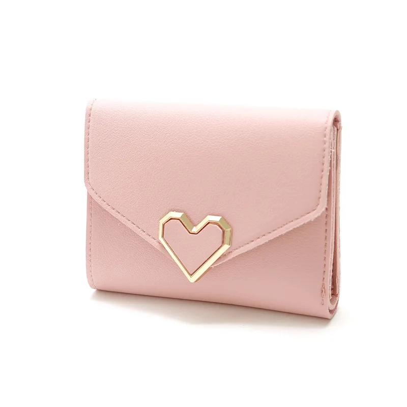 Cheap promotion vegetable leather wallet nice design heart shaped purse new ladies short wallet