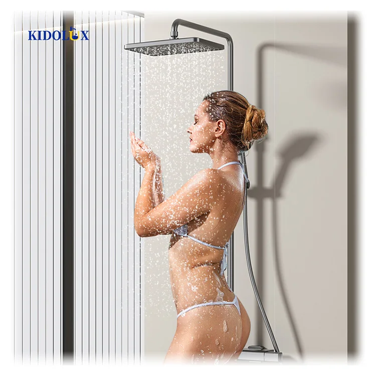 New Product Hot And Cold Ceiling Rainfall 3 Functions Wall Mounted Shower Set Bath Shower Mixer For Sanitary Ware Bathroom Usa