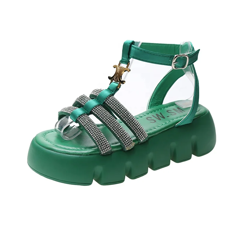 
Hot sales new models platform ankle strap with water drill colorful party wedding slides sandals dress shoes woman 