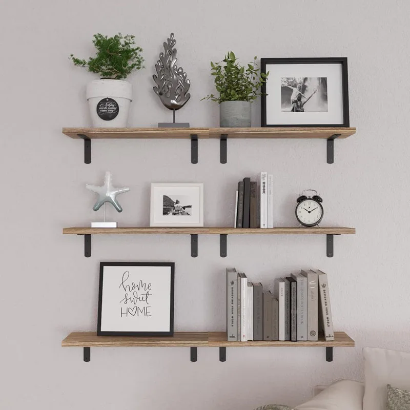 Floating Shelves Wall Mounted Rustic Wood Wall Shelves Set of 6 for Bedroom Bathroom Living Room