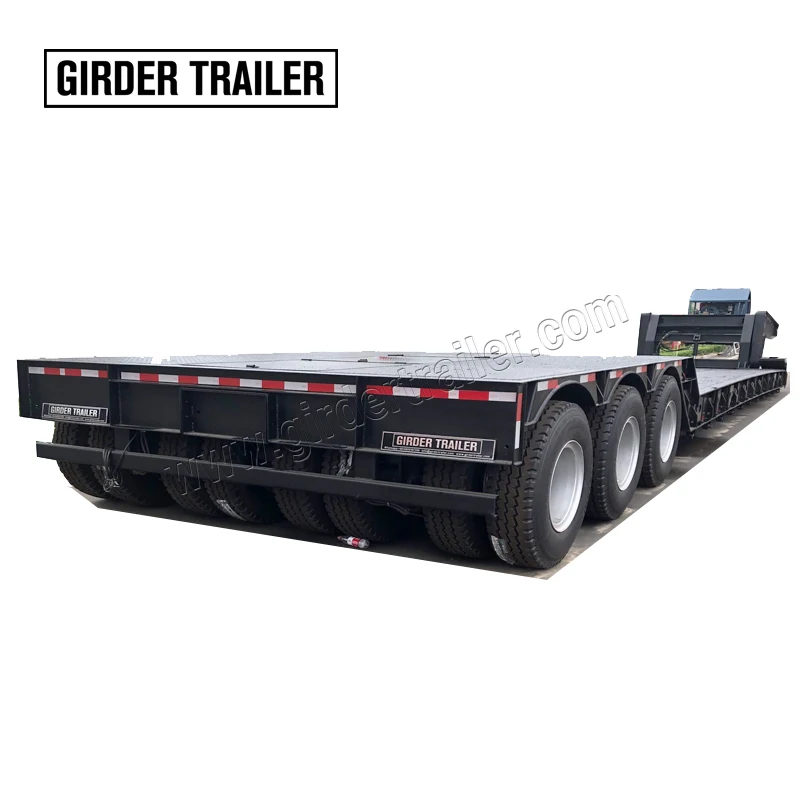 Bulldozer heavy duty 3 lines 6 axle hydraulic dismountable goose neck lowboy 140ton rgn low bed trailer for africa