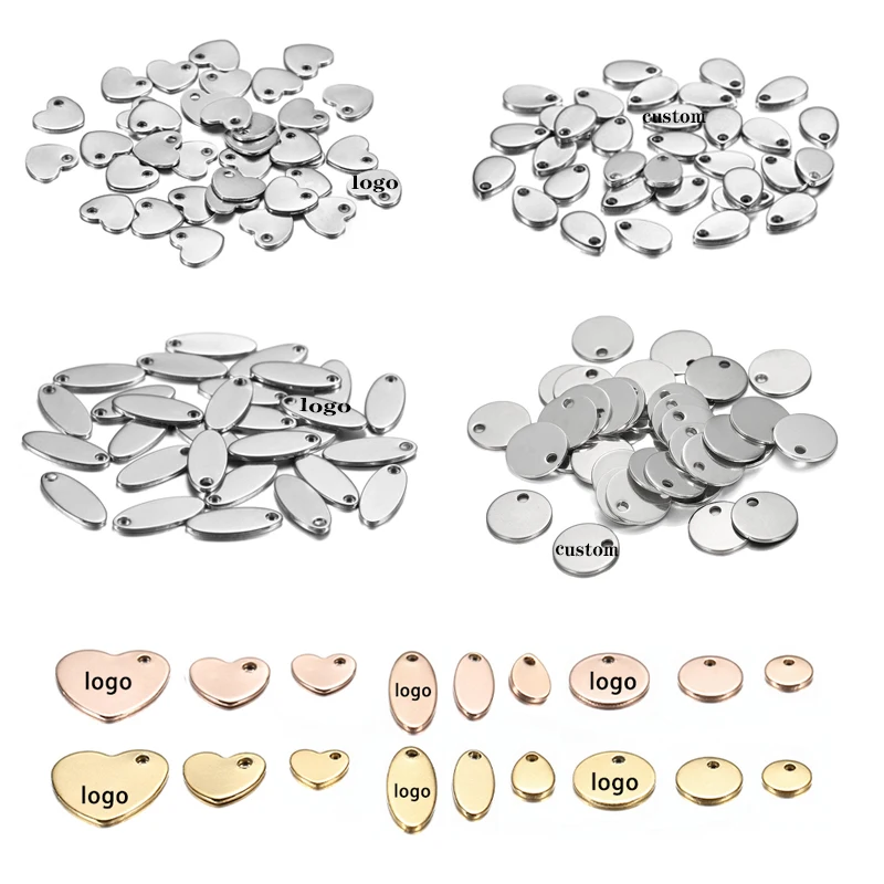 Stainless Steel Charms Round Dog Tag Pendant Blanks Pendants For Custom Necklaces DIY Jewelry Making Supplies