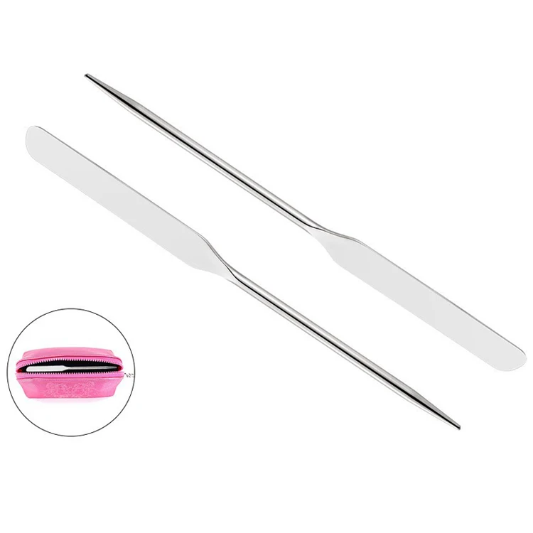 Stainless Steel Double Ended Mixing Foundation Beauty Spatula Hand Palette Mixing Spatulas Makeup Cosmetic Spatula Palette Knife