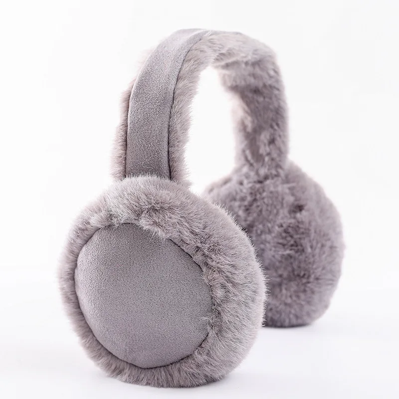 Fashion Warm Solid Earmuffs Foldable Band Plush Fluffy Winter Earmuffs Artificial Wool Earmuffs