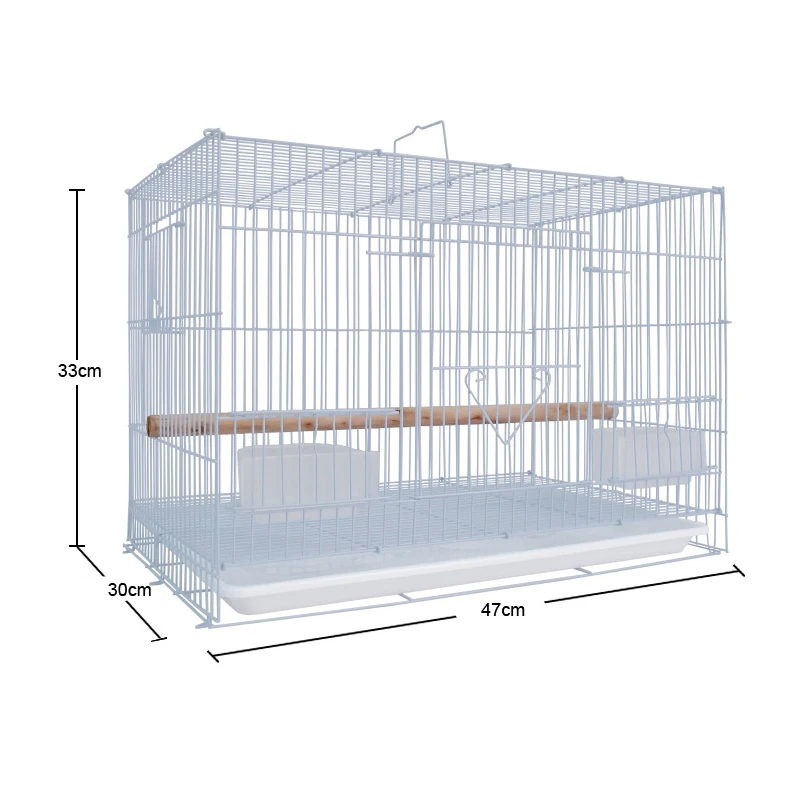 60cm Iron Wire cage perroquet Bird Breeding Pet Cages Import Quality White Parrot Bird Carrier Cage With Standing