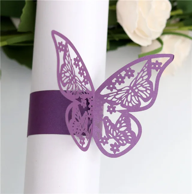 Hollow butterfly paper ring reflective golden butterfly towel decorations buckle wedding decor paper  butterfly napkin ring