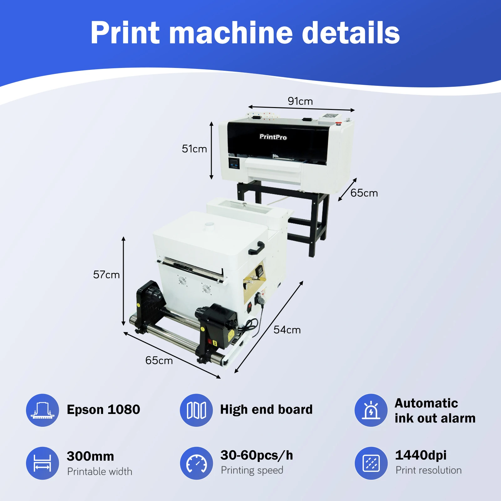 Высококачественные цифровые принтеры 2024 PrintPro DTF принтер для футболок 60 см 4 i3200 переноса пленки с шейкером