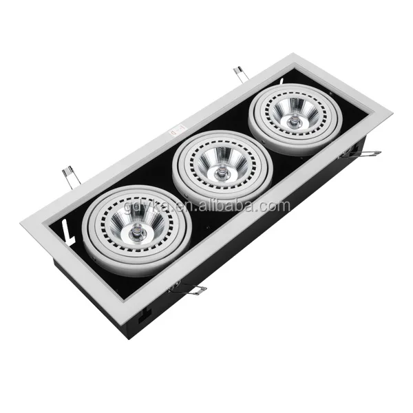 led ar111 light 2*15w retangular recessed dimmable led grille light  express