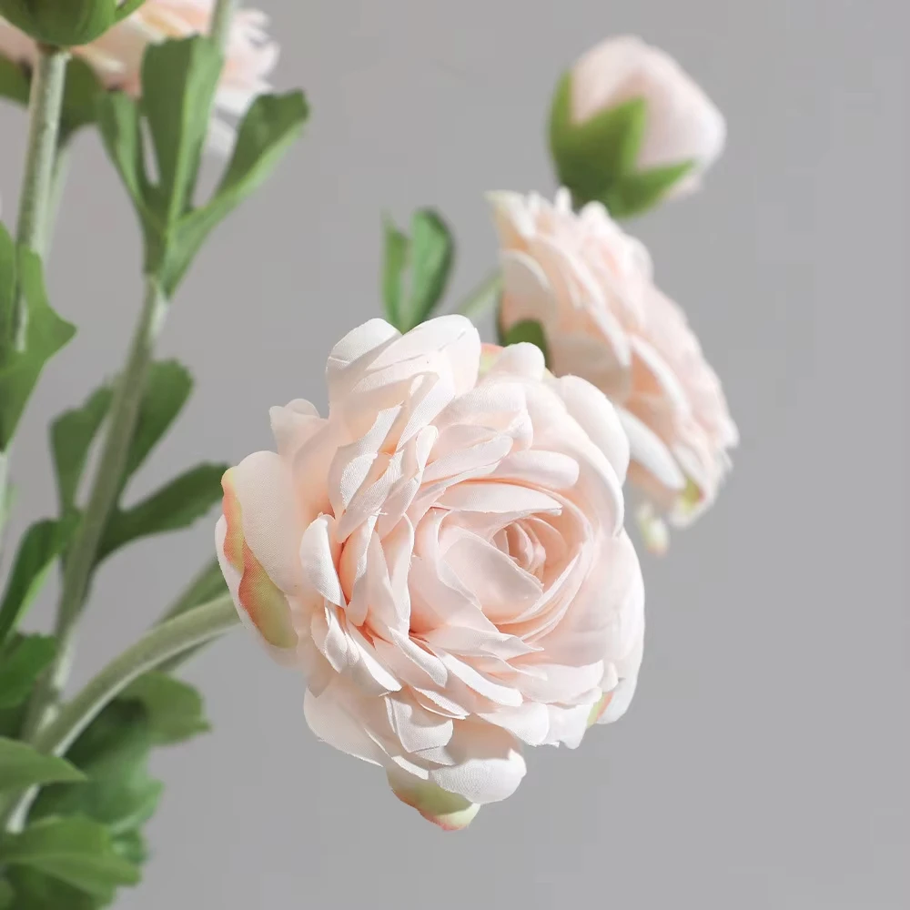 High Quality Hair-planting Artificial White Camellia Flower 2 Heads 1 Bunch Camellia Rose Artificial Flower for Home Decoration