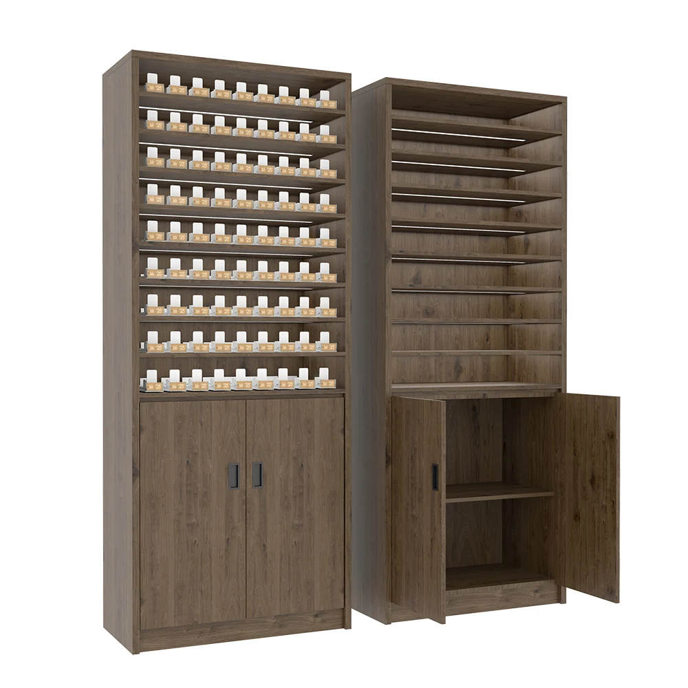 Customized High Quality Wooden Board Multi Layers Convenience Store Cigarette Display Cabinet
