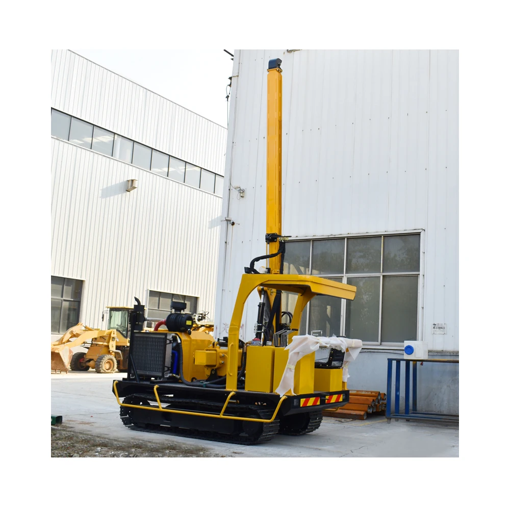 With GPS  and efficient pile driver with hydraulic system, lighting system, 4 different functions for solar projection