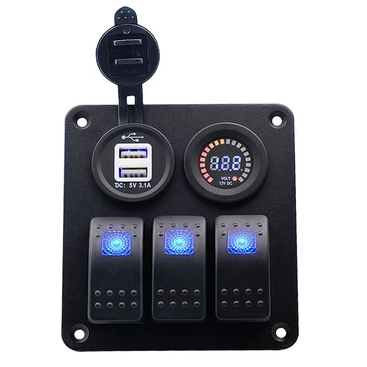 Custom Marine Switch Panel 12v With Usb Socket+Voltage Meter